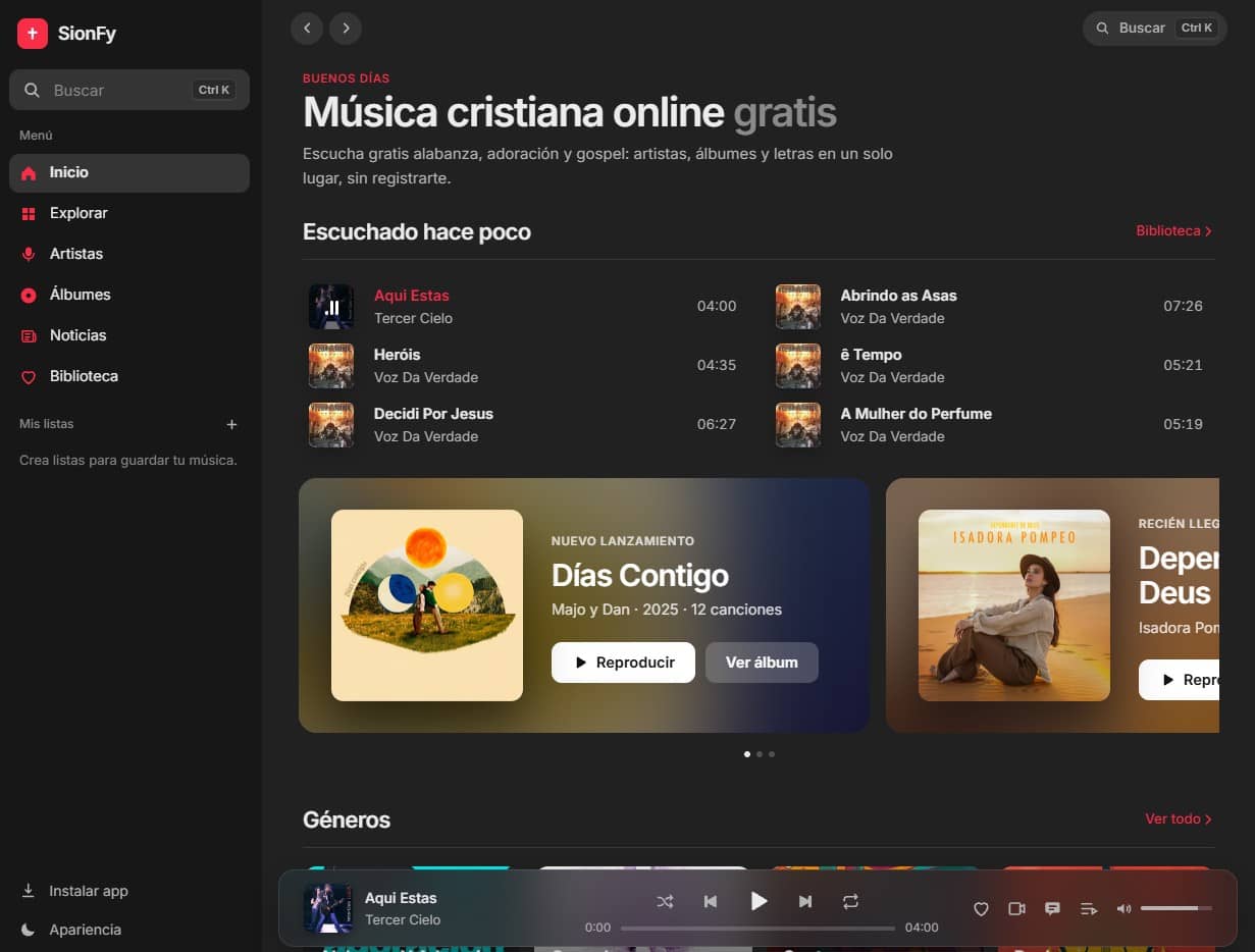 Vista previa de Plataforma de música y contenido